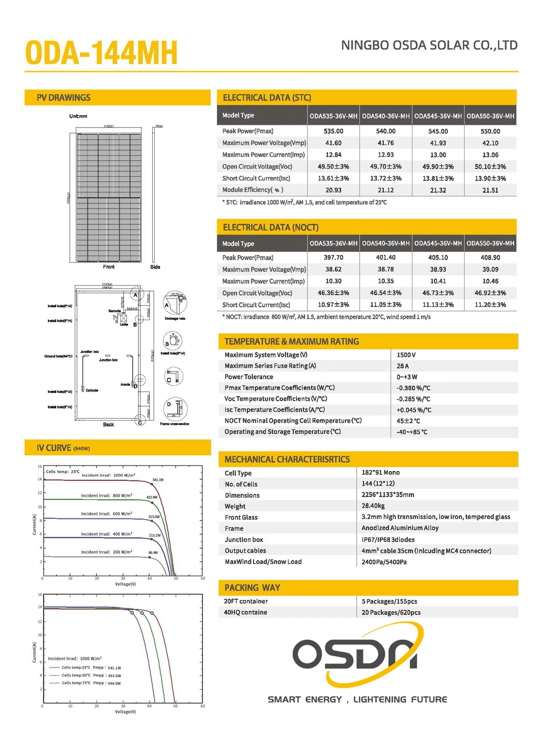 550W 545W 540W 535W 182mm Cells 10bb TUV&CE&Inmetro Monocrystalline Half Cutting PV Solar Panels
