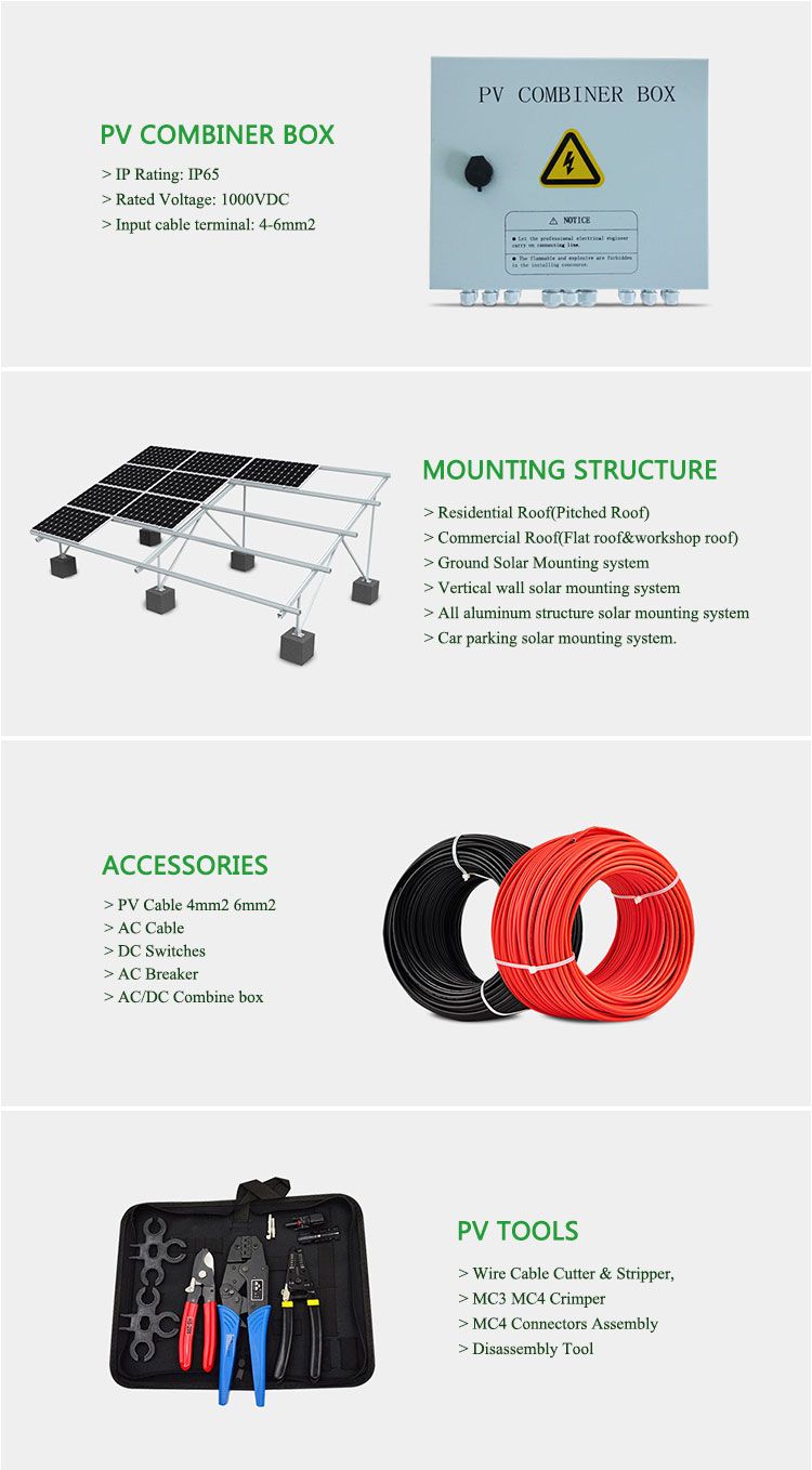 China Home 3000W Solar Panels Systems 1kw 2kw 3kw Solar Home Lighting System