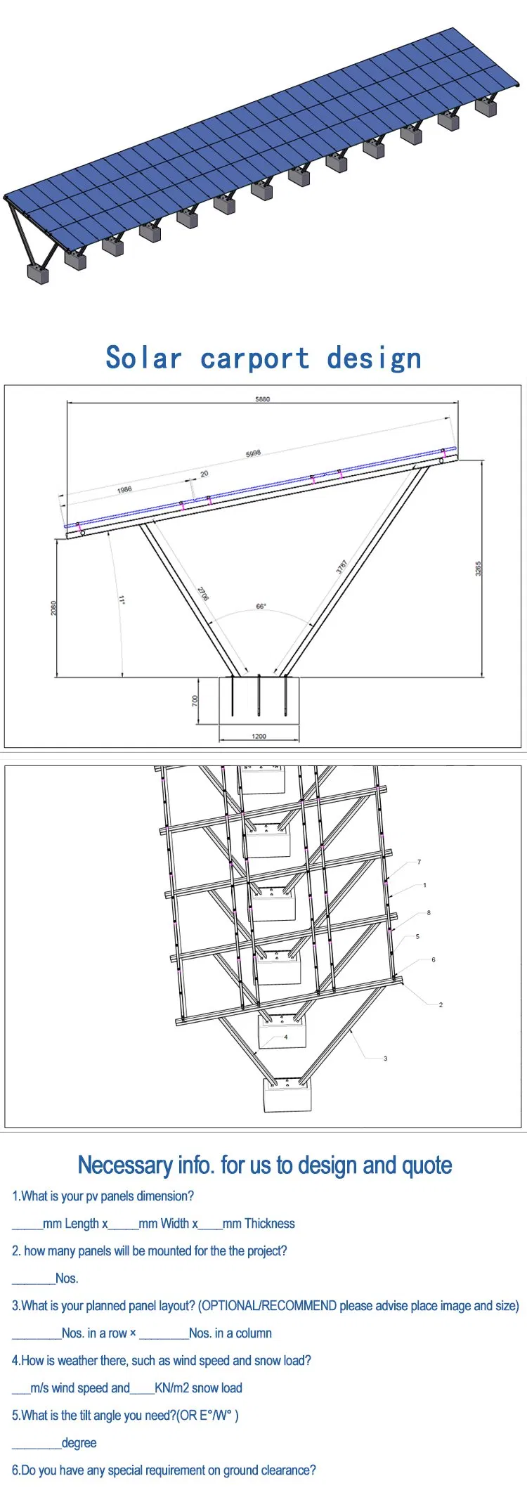 Factory Directly Sell Solar Panel Carport HDG Steel Structure