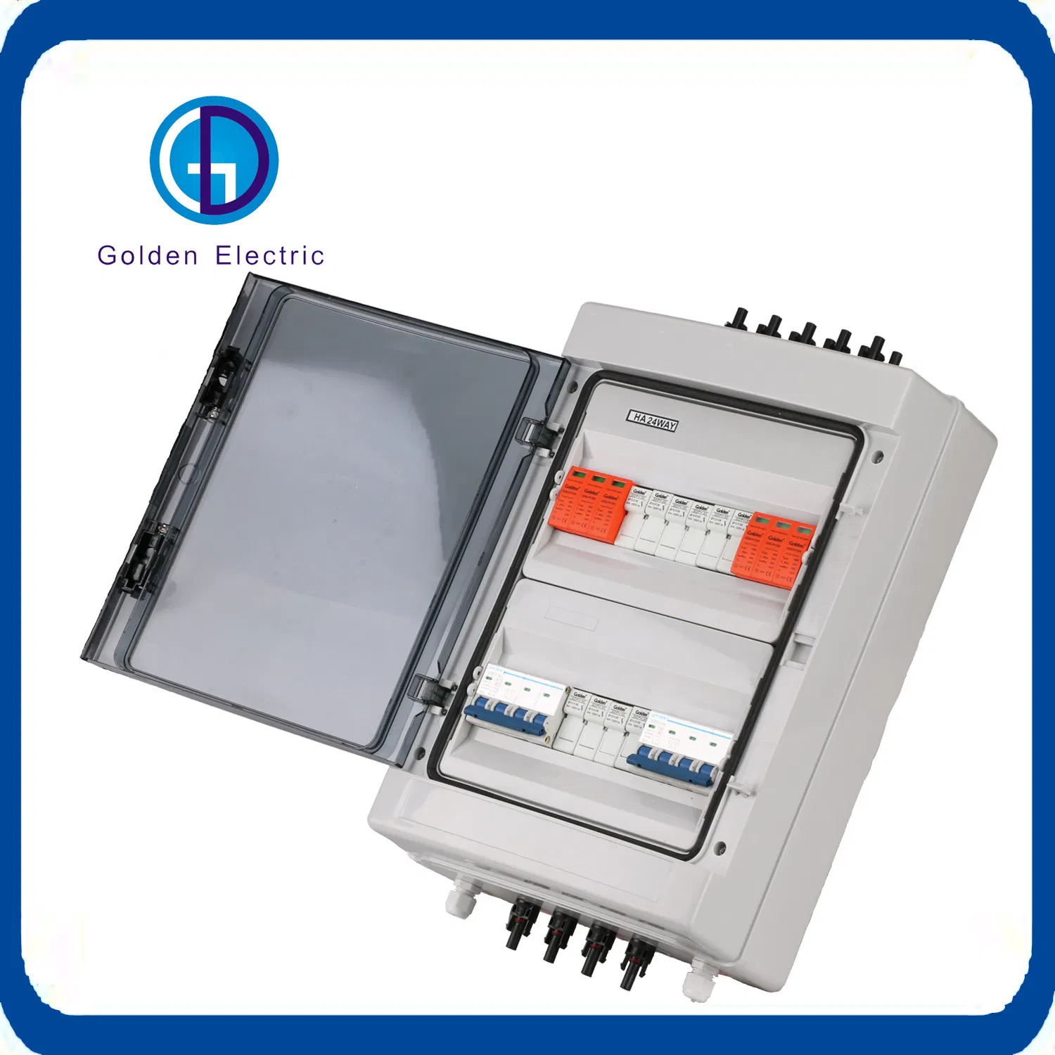 IP65 Solar System DC PV Combiner Box 2 Strings Input 1 Output Combiner Box with SPD and Fuse