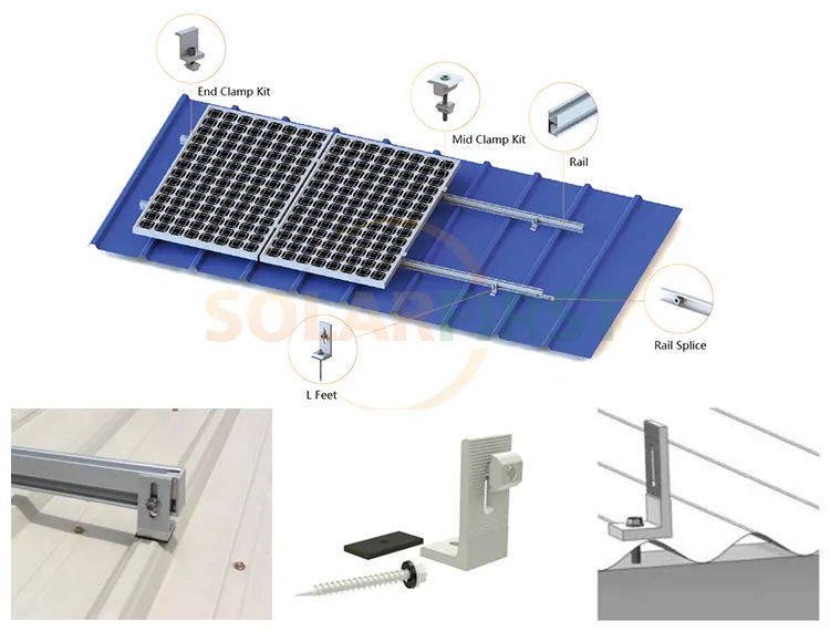 PV Bolt Flat Panel Bracket Rack Kit Roof Mounting L Feet Solar