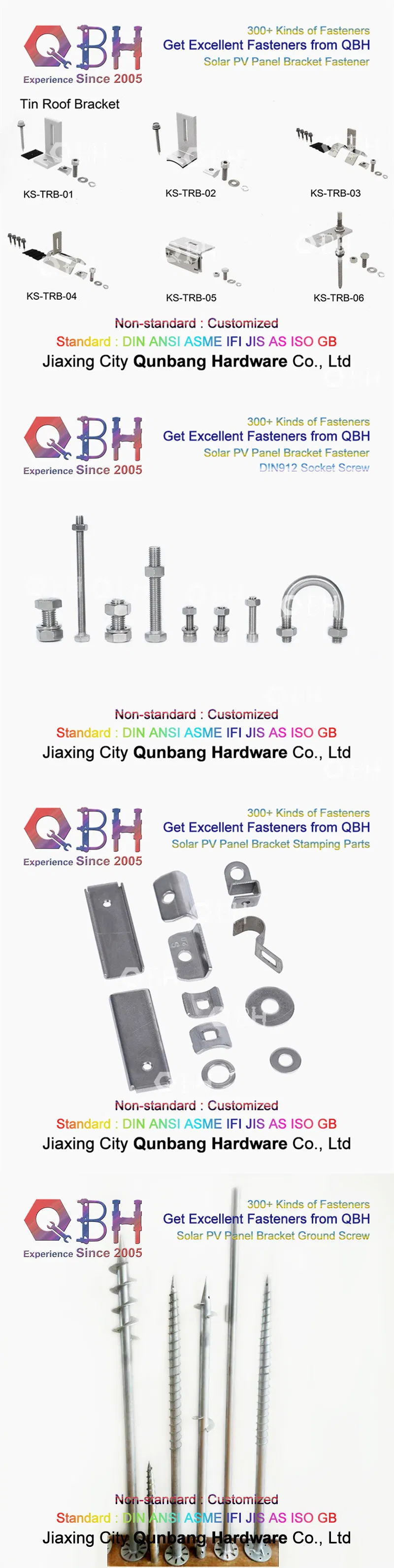 Qbh Customized Photovoltaic PV Energy Power Roofing Roof Tilting Mounting Mount Racks Brackets for Personal Use Solar Panel