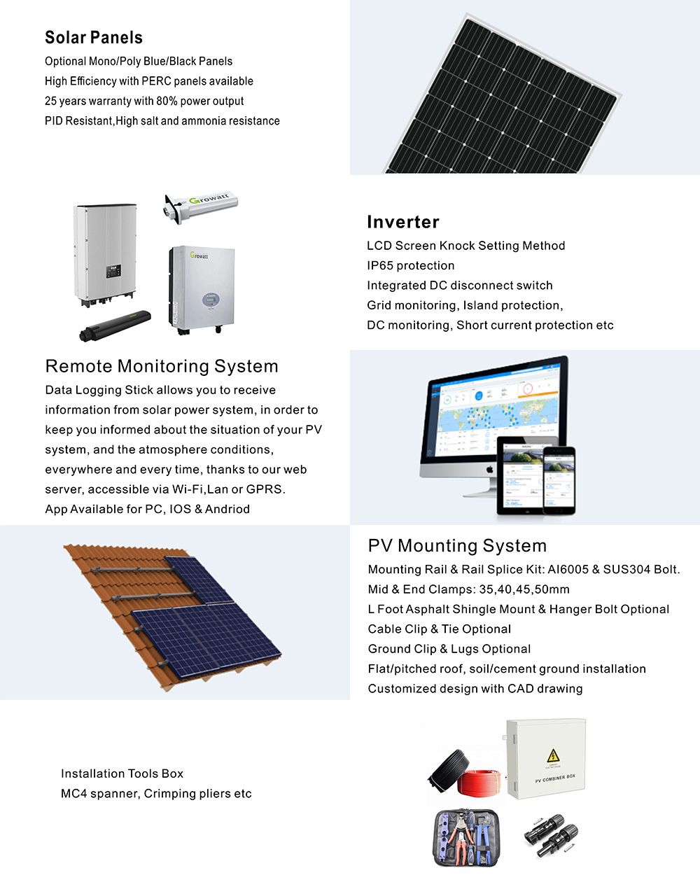 Rosen 5kw on Grid Solar Systems with 500W Solar Panels