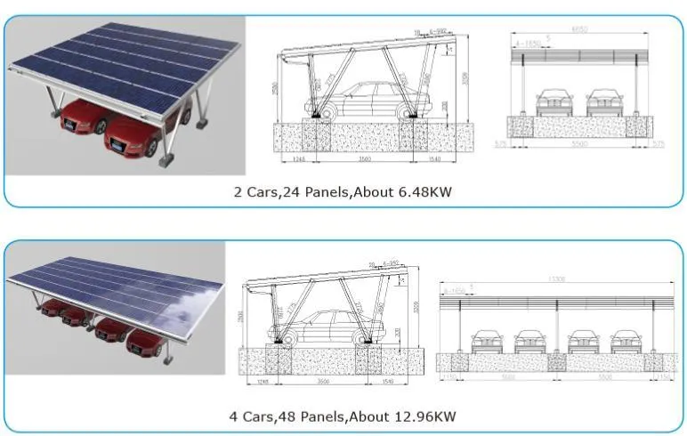 Solar Carport Aluminum Carbon Steel 15kw