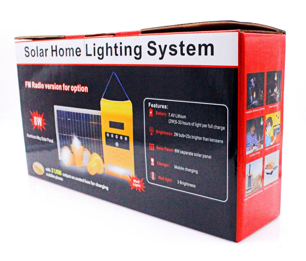 Solar Lighting Kit with FM and Wall Lighting