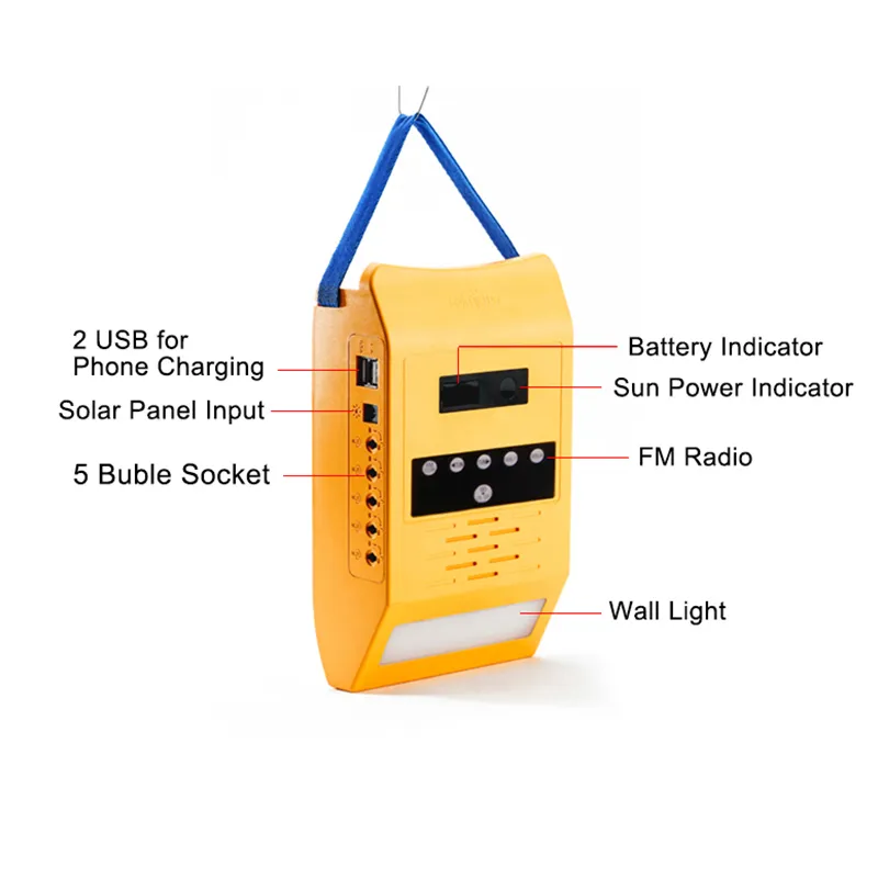 Solar Lighting Kit with FM and Wall Lighting