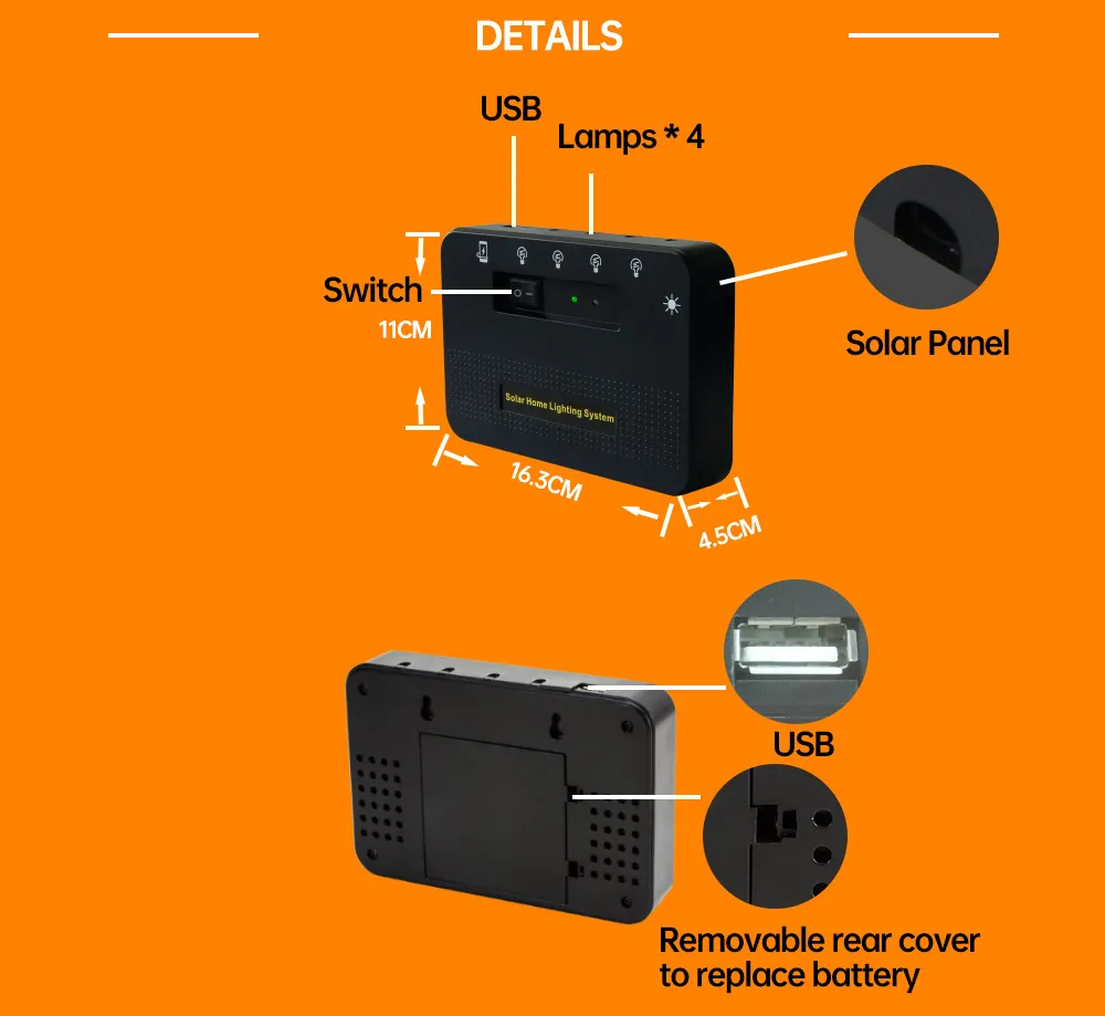 Solar Panel Power Home Lighting System Kit for off-Grid Areas